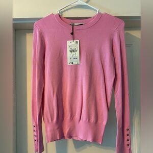 Zara Pink Crew Neck Sweater with Classic Design